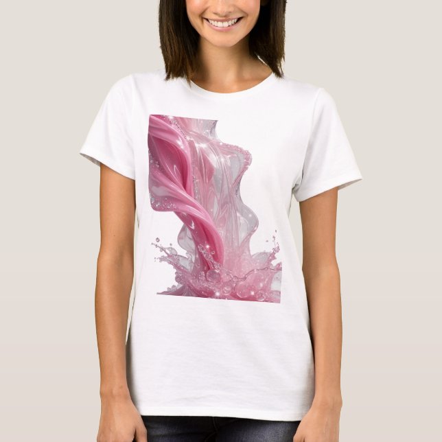 Striking Silver PINK LIQUID FLOW Shirt Design (Front)