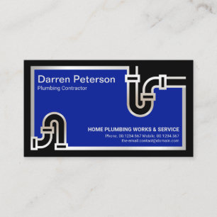 Striking Silver Piping Blue Flood Waters Plumbing Business Card
