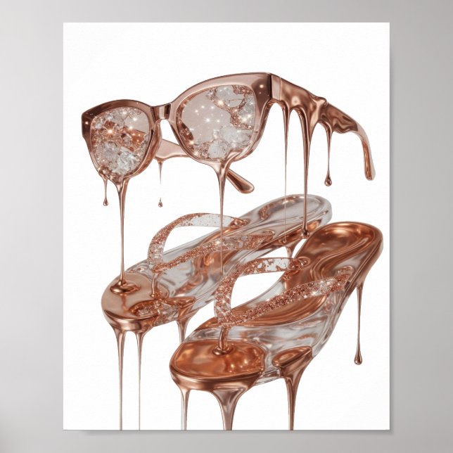 Striking Silver ROSE GOLD GLAMOUR Statement Design Poster (Front)