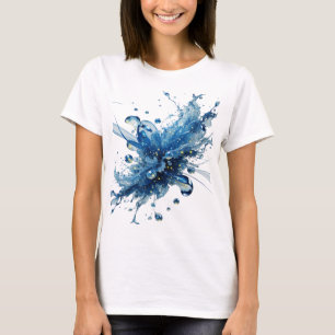 Striking Silver WATER FLOWERS Wearable Art T-Shirt