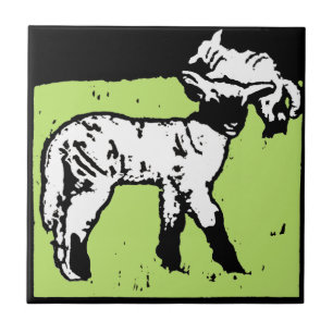 Striking Victorian Woodcut Animal Coaster  - Lambs
