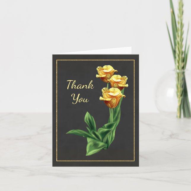 Striking Yellow Rose Thank You Card (Front)