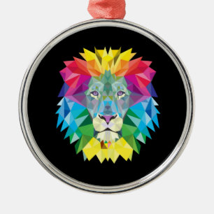 Strikingly Bright Lion Metal Tree Decoration