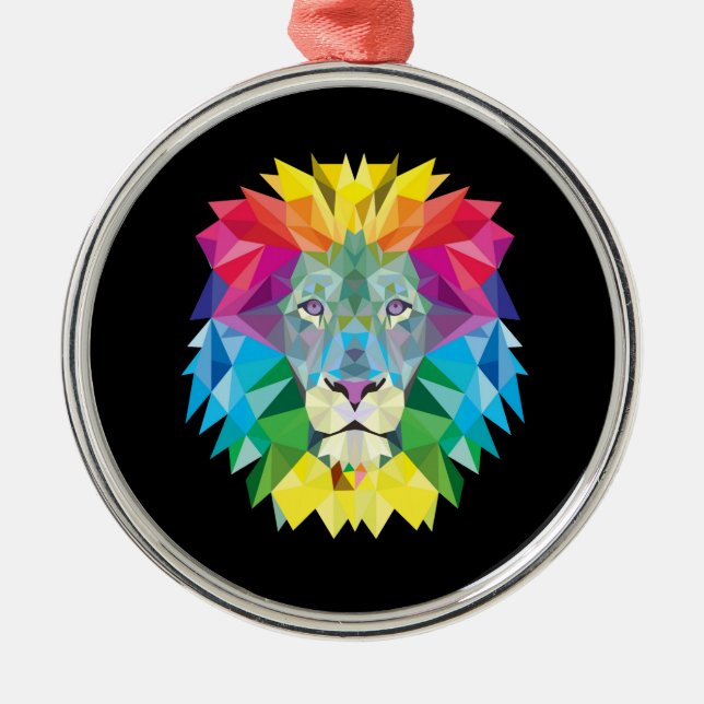 Strikingly Bright Lion Metal Tree Decoration (Front)