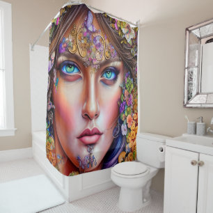 Strikingly Vibrant Queer Drag Artwork Design Shower Curtain