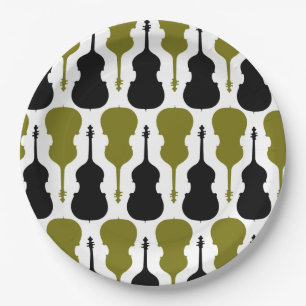 String Bass Pattern - Green and Black Paper Plate