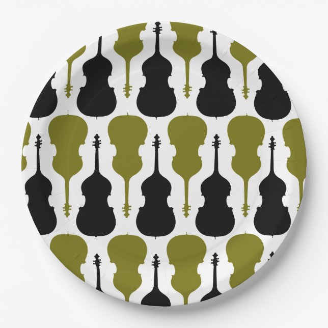 String Bass Pattern - Green and Black Paper Plate (Front)
