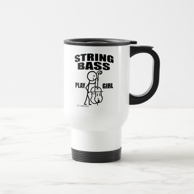 String Bass Play Girl Travel Mug (Right)