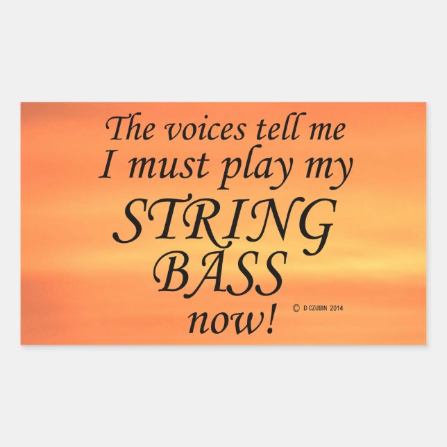String Bass Voices Say Must Play Rectangular Stick Sticker (Front)