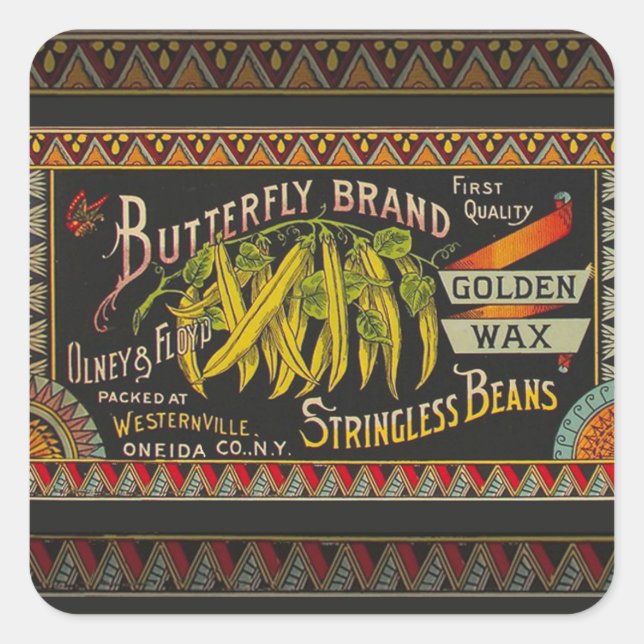 String Bean Label Vegetable Country (Front)