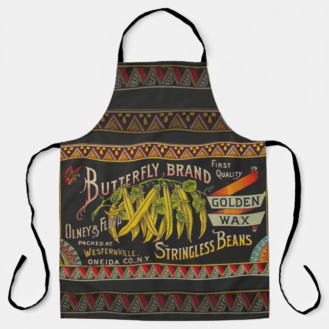 String Bean Label Vegetable Country Apron (Front)