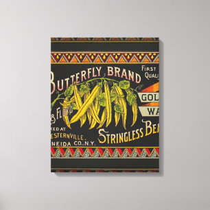 String Bean Label Vegetable Country Canvas Print