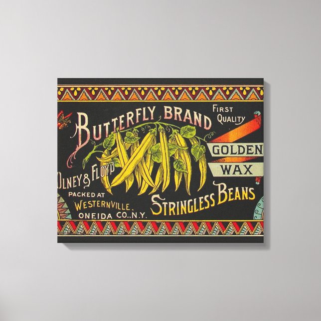 String Bean Label Vegetable Country Canvas Print (Front)