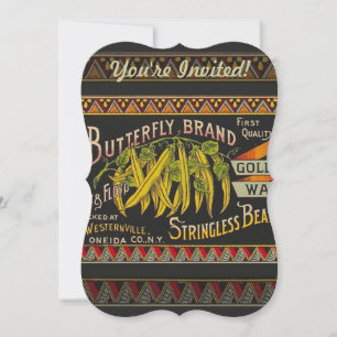 String Bean Label Vegetable Country Invitation