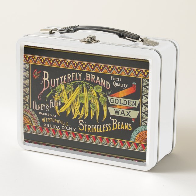 String Bean Label Vegetable Country Metal Lunch Box (Front)