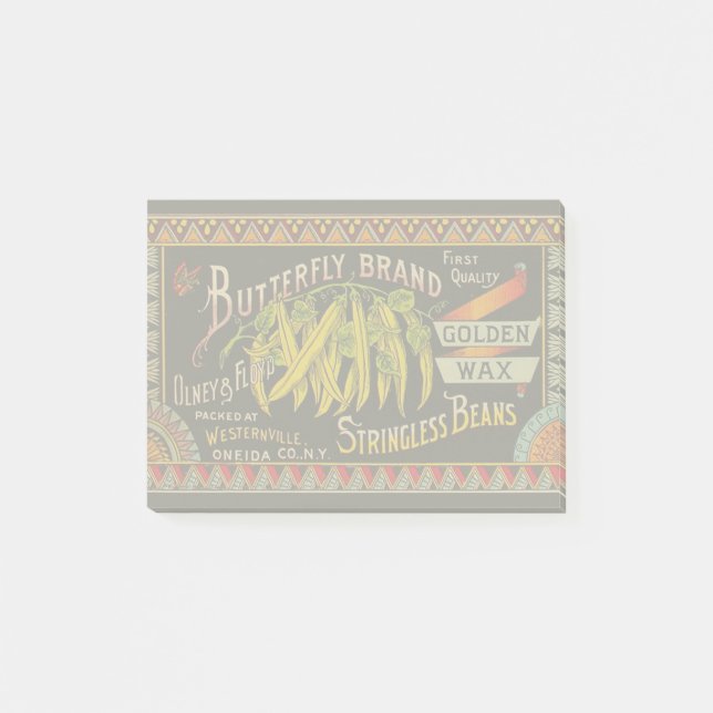 String Bean Label Vegetable Country Post-it Notes (Front)