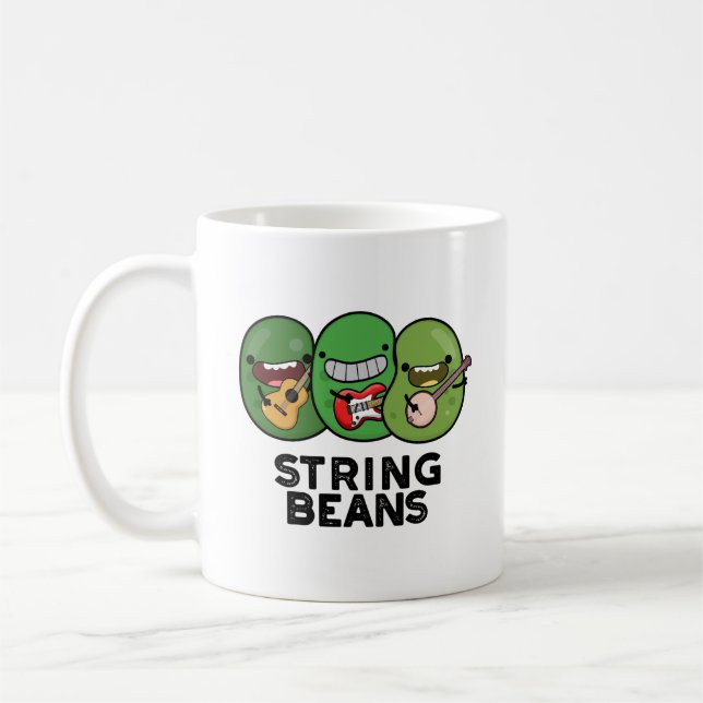 String Beans Funny Vegetable Pun  Coffee Mug (Left)