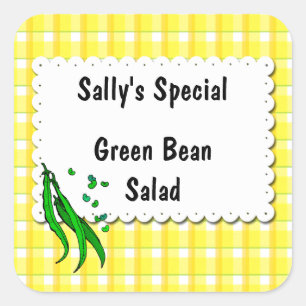 String Beans Yellow Checks Custom Canning Labels