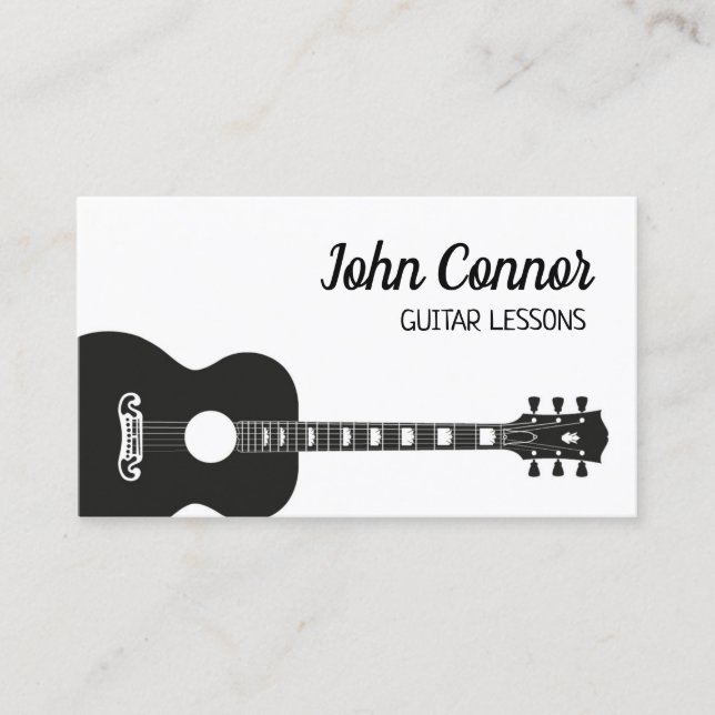 String Guitar Private Lessons Music Teacher Simple Business Card (Front)
