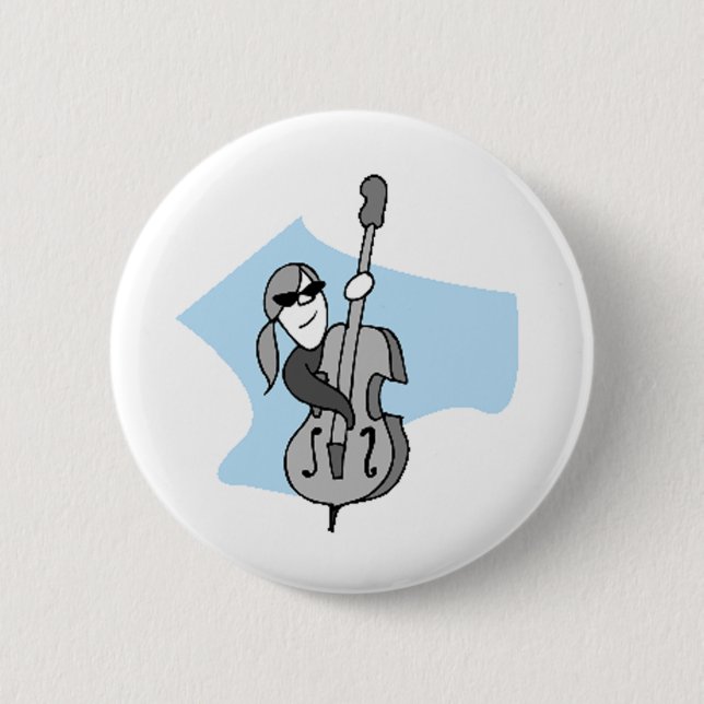 String Instruments-Double Bass 6 Cm Round Badge (Front)