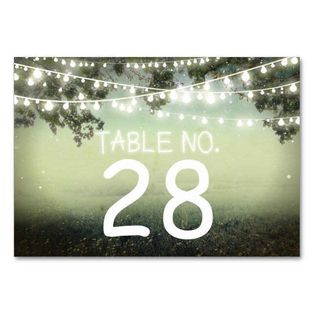String lighs Wedding Table Number Card Place Card (Front)