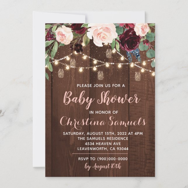 String Light Baby Shower Invitation (Front)