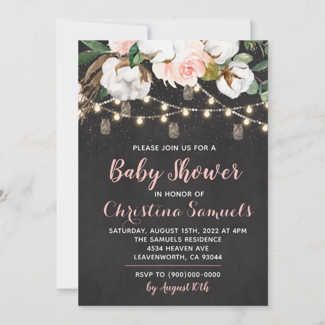 String Light Baby Shower Invitation (Front)