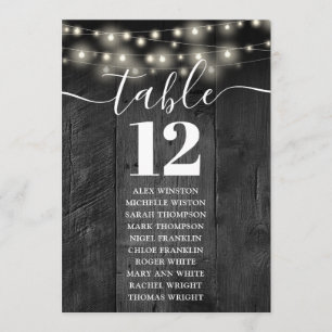 String Light Black Wood Table Number Seating Chart