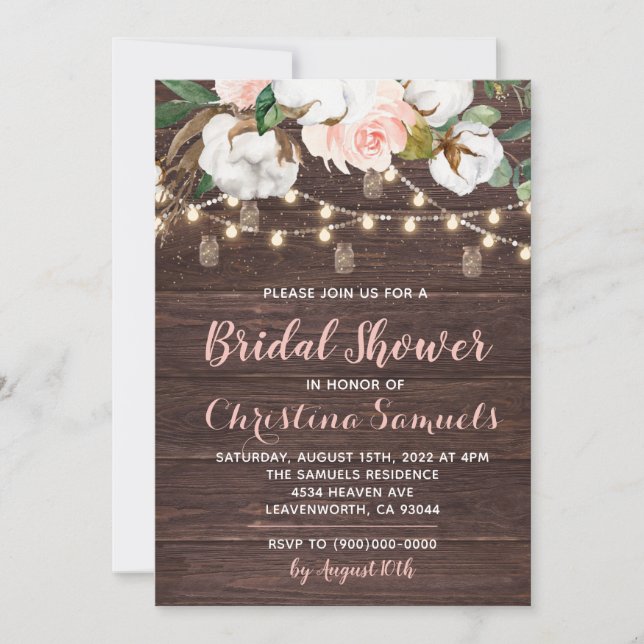 String Light Bridal Shower Invitation (Front)
