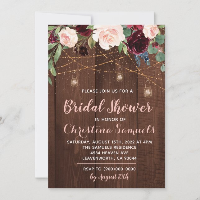 String Light Bridal Shower Invitation (Front)