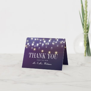 String Light Evening Wedding Thank You Card