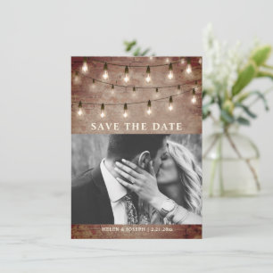 String Light Industrial Rustic Brick Wedding Save The Date