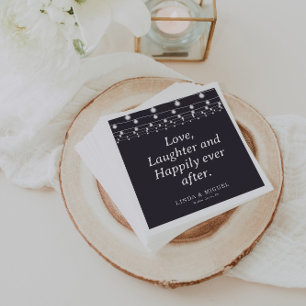 String Light Love Laughter and Happily Ever After  Napkin