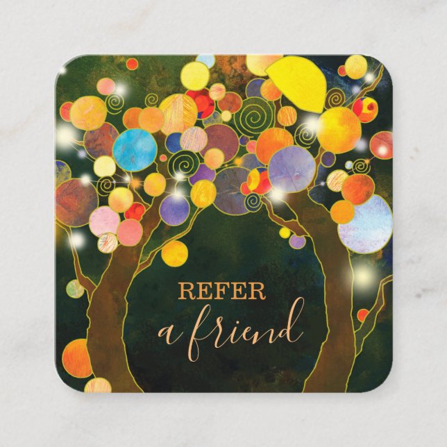 String Light Love Trees Business Referral Card (Front)