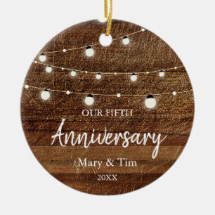 String light Rustic Wood Anniversary Ornament Gift