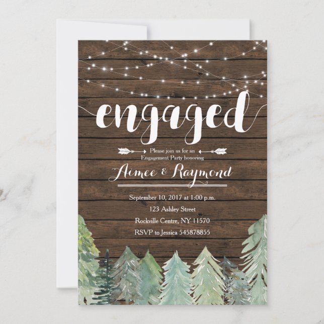 String Light Winter engagement party Invitation (Front)