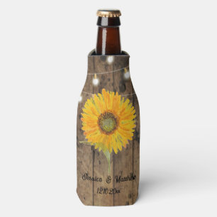 String light wood sunflower floral nature Weddings Bottle Cooler