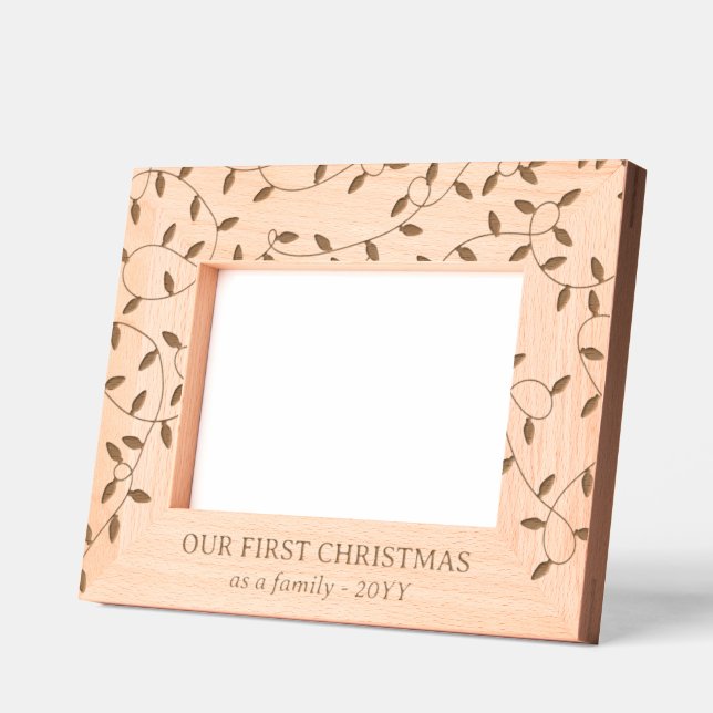 String Lights 1st Christmas As A Family Etched Frames (Left)
