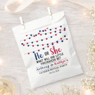 String Lights 4th Of July Gender Reveal Party Favour Bags