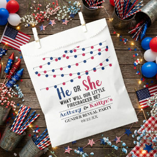 String Lights 4th Of July Gender Reveal Party Favour Bags