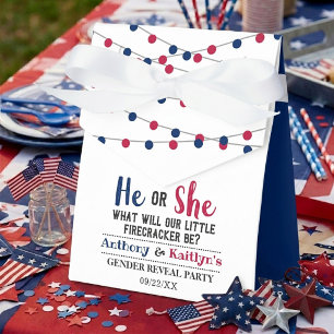 String Lights 4th Of July Gender Reveal Party Favour Box