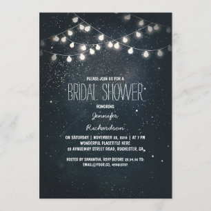 string lights and night sky stars bridal shower invitation