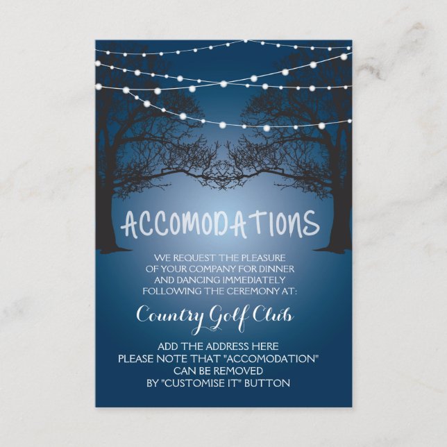 String lights and tree modern Accomodation card (Front)