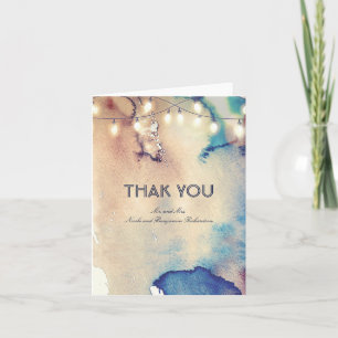 String Lights and Vintage Watercolors Thank You Card
