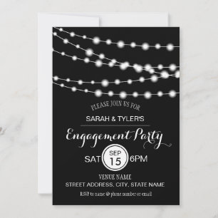 String Lights Any Colour Engagement Party Invites