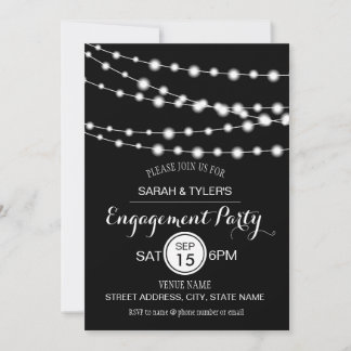String Lights Any Colour Engagement Party Invites