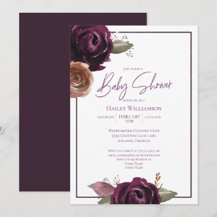 String Lights Baby Shower Pink Gold Purple Floral Invitation