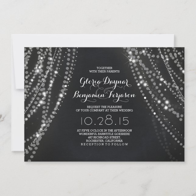 String lights Backdrop Romantic Wedding Invitation (Front)
