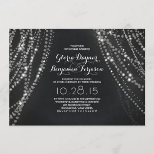 String lights Backdrop Romantic Wedding Invitation