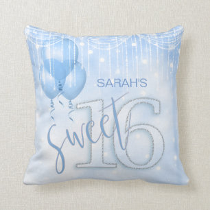 String Lights & Balloons Sweet 16 Lt. Blue ID473 Cushion